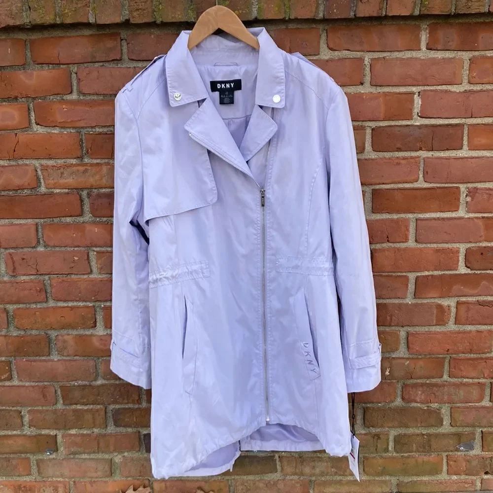 DKNY Light Purple Water-Resistant Jacket Rain Coat